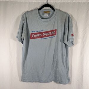 Vintage MTV Time Square Shirt Unisex Medium Blue Graphic Short Sleeve Crew Neck